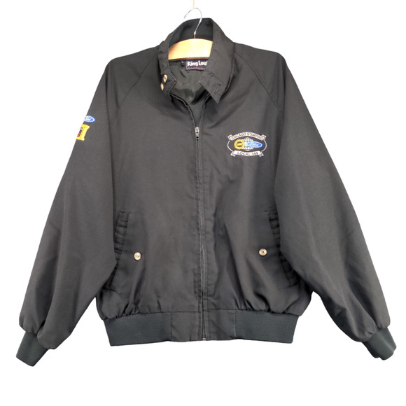 King Louie Men's UAW Chicago Stamping Full Zip Jacket Black Medium Vintage Union - Picture 1 of 15